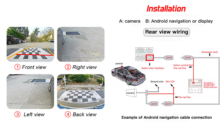 170 Degrees 3D Reverse Camera , Panoramic 360 Bird View Camera For Car