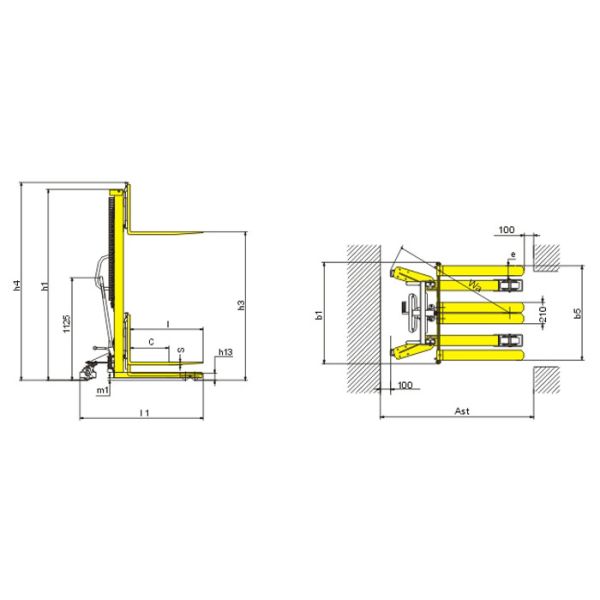 Flexible Manual Hydraulic Stacker , Manual Stacker Pallet Truck 1235mm Turning Radius