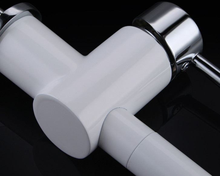 White Pull Out Rotatable Kitchen Scandinavian Copper Sink Faucet