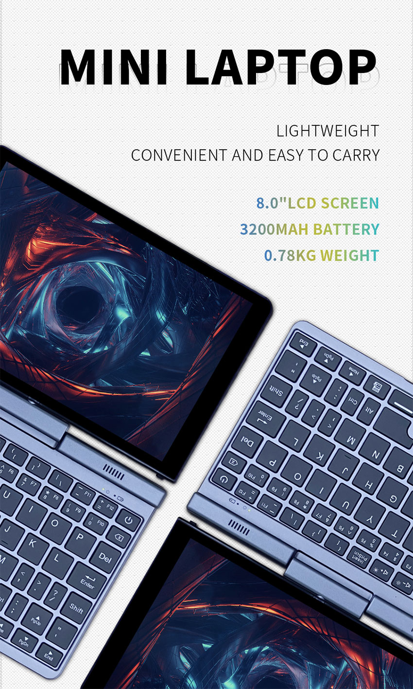 OEM 8 Inch Ips Touch Screen Mini Laptop Computer 12g Ddr5 1tb Ssd For Home Business