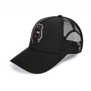 Custom Reversible Sequin 5 Panel Trucker Cap Unisex Style Comfortable Black Mesh Cap
