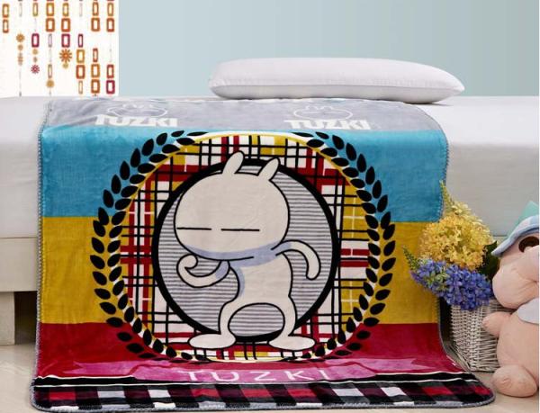 Quality Soft Screen Printed Blanket With Sherpa Backing , Cartoon Flannel Throw Blankets for sale