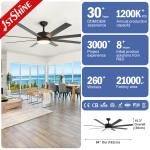 Black MDF Blades Ceiling Fans With Lights 6 Speed Remote Control App Control