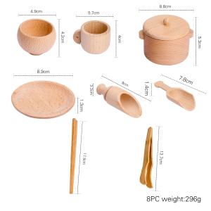 China Tableware 8.9cm Wooden Miniature Kitchen Set Wooden Cooking Set Toy on sale