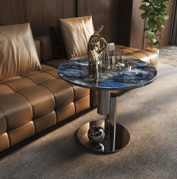 Quality SS Edge Marble And Gold Sofa End Table Telephone Table for sale