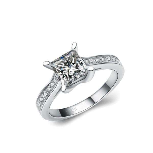 Quality Sterling Silver Princess Cut Clear Cubic Zirconia Engagement Ring for Women (RE110) for sale