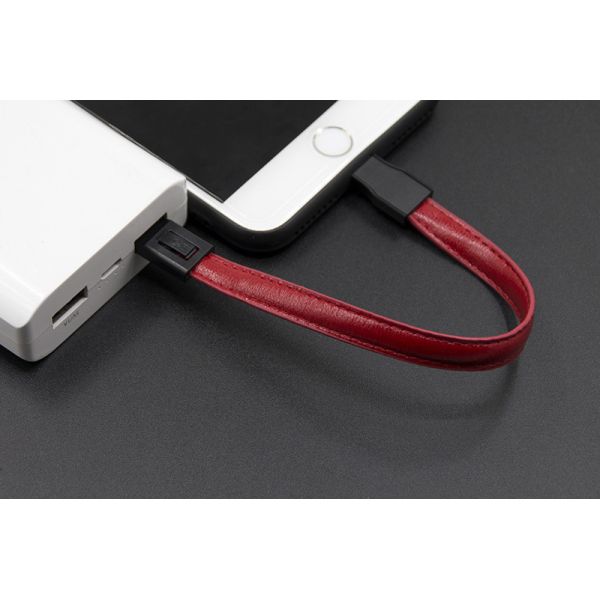 Android Length 13cm USB 2.0 Charging Cable PU Leather Keychain