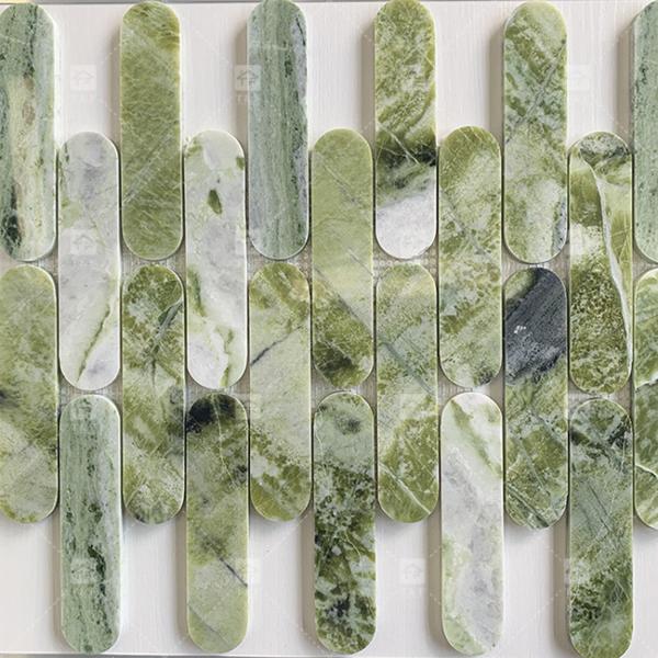 Quality Long Oval Stone Mosaic Subway Wall Tiles For Bathroom And Living Room for sale