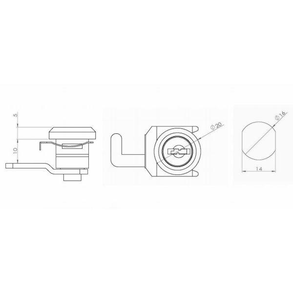 Hook Cam lock with Clip for Cash Register