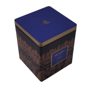 Vintage Square Tea Tin Caddy With Double Lid And 3D Embossing