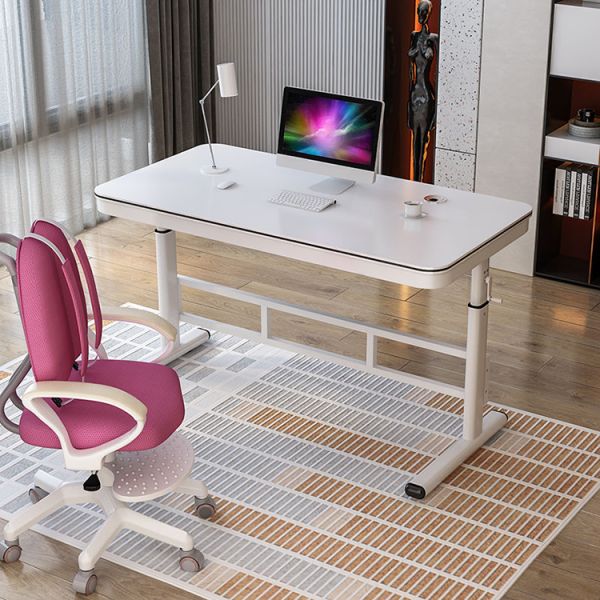 Height Adjustable Electric Standing Desk with Drawers and Transparent Glass Top 700mm