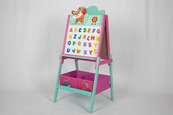 Quality Children Alphabet Wooden Double Sided Easel With Storage Bins for sale