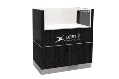 Quality Timber veneered MDF Flat showcase featuring LED lighting and drawer open from rear for sale