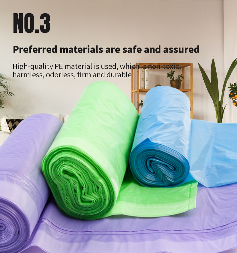 Colorful Recycled PE Garbage Bag Drawstring Trash Bag for Eco-Friendly Waste Solution
