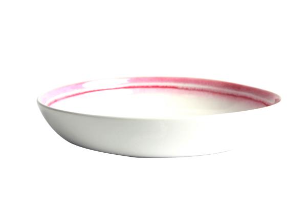 Quality 28CM Ceramic Serveware Set Bowl with Glossy Color Glaze and Emboss Rim for sale