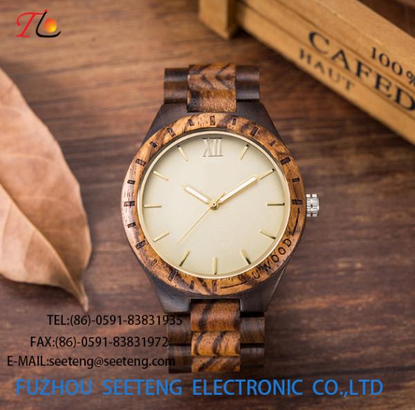 Quality wholesale   Pu watch  wooden watches alloy case  quartz watch fashion watch concise styleDelicate / elegant wooden strap for sale