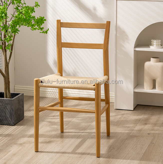 Sturdy Wood Dining Chair with Woven Cord Cushion The Perfect Addition to Your Study Desk and Leisure Cafe