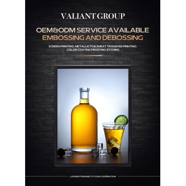 750ml Long Neck Flint Glass Bottle with Corks and Acid Etch Surface Handling