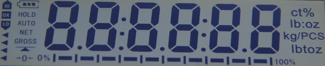 TN Positive Seven Segment Display Lcd 1/4 Duty 1/3 Bias