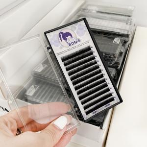 Buy cheap Matte Black Russian Volume Eyelash Extensions Custom Curl Style High Flexibility product