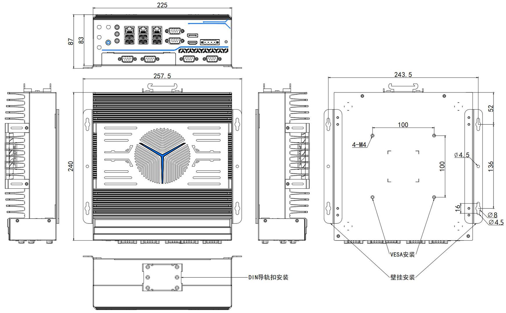 Industrial Mini Computer IEXP-502 Engineering Drawing