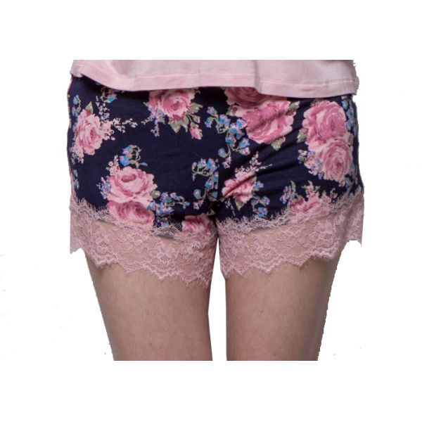 Short Loungewear Set Super Soft Womens Summer Nightwear Wide Lace Decorate