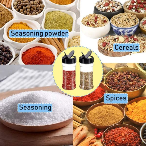 Cylinder 280ml Clear Plastic Pet Spice Jar Customized Color