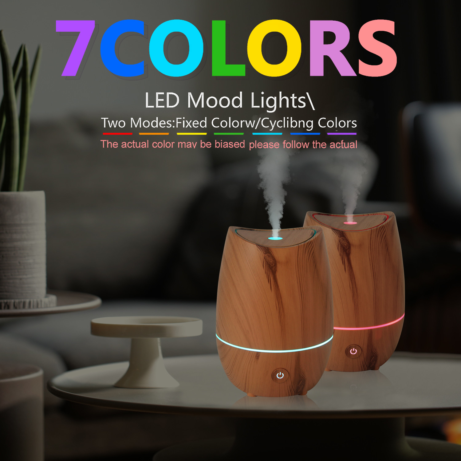 350ML Ultrasonic Aroma Diffuser Home Use Light Wood Diffuser With 7 Color Lights