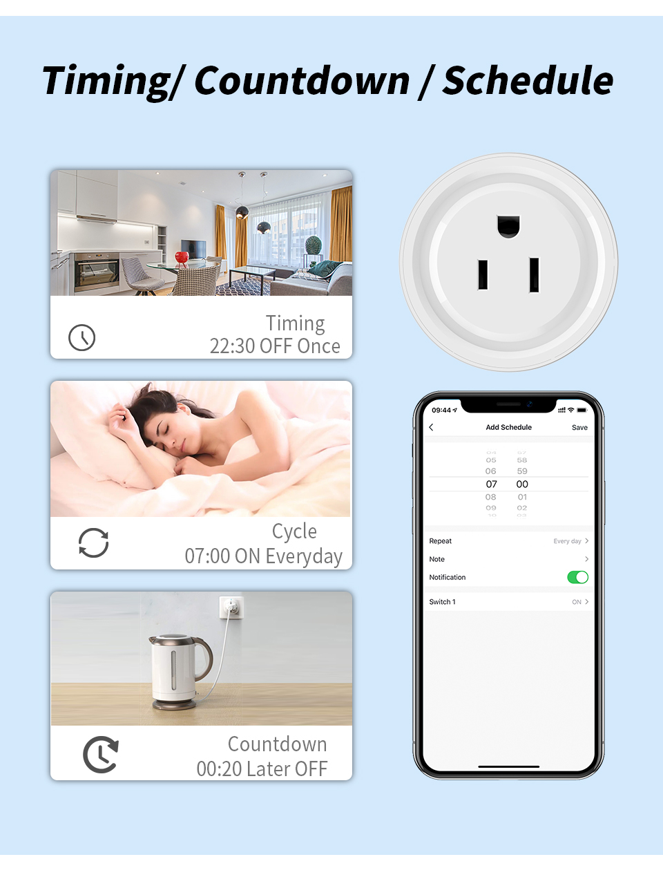 US Plug WIFI Smart Socket 16A Adapter Smart Life Tuya Wifi Plug Socket