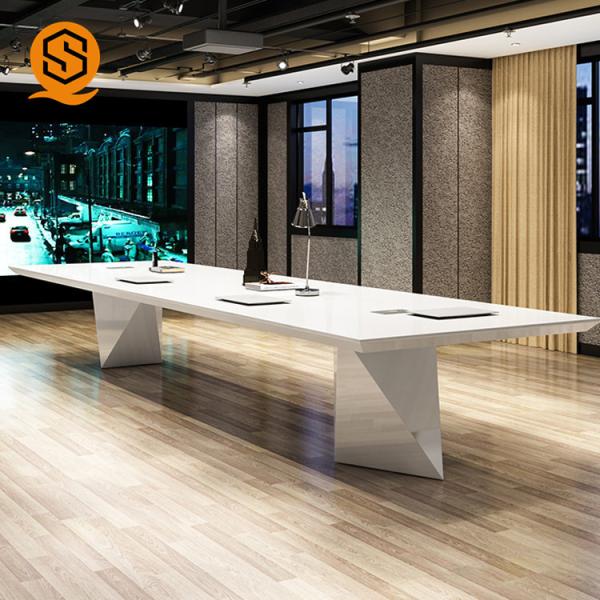 Quality Artificial Stone Rectangular Conference Table White Color For Office for sale