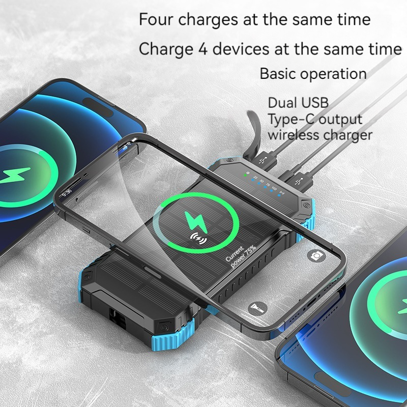 Quick Charge Support Waterproof 20000mah Solar Panel Power Bank for Outdoor Activities