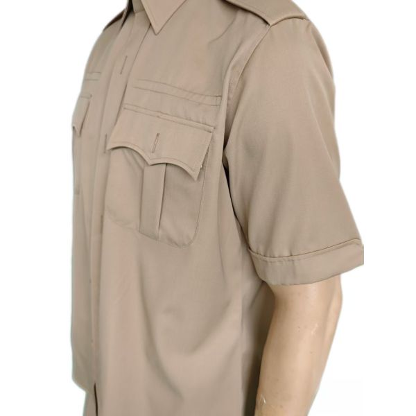 Security Uniform Tactical Khaki Uniform Set With Short Sleeve Straight Leg 45 Wool 55 Polyester Blend For Men Security Personnel