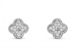 China 0.24ct 18k Gold Diamond Earrings , 10mm Diamond Ear Studs 2.37g Weight on sale