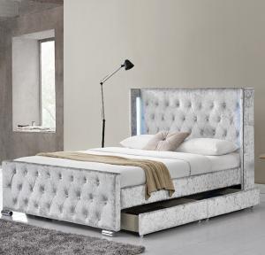 Tufted Buttons Queen Upholstered Storage Platform Bed Four Drawers