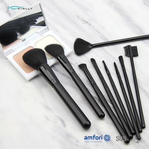 Quality 9pcs Black Aluminum Ferrules Soft Makeup Brush Set for sale