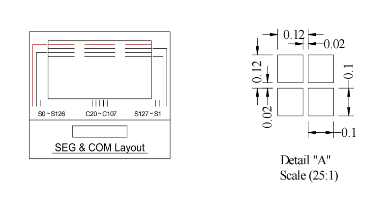 0.73'' OLED Monochrome Display Customized Design Automotive Electronics OLED LCD