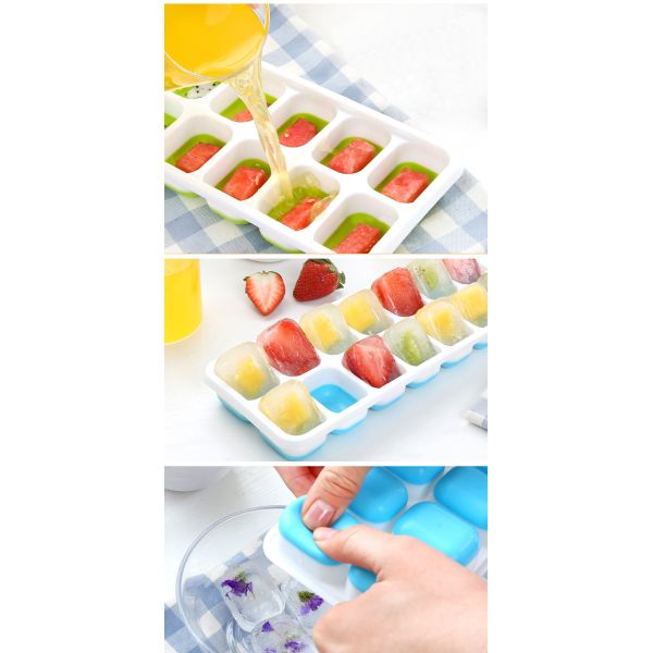 Easy Release Stackable PP TPE 14 Ice Cube Molds For Whiskey