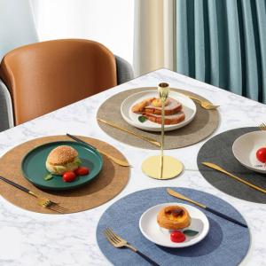 China Heat-Resistant Non-Slip round leather Insulation Placemats Dinner Table Mats on sale