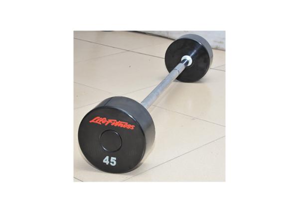 Quality Gym Fitness Equipment Accessories , Professional Iron Powerlifting Fixed PU Barbell Set for sale