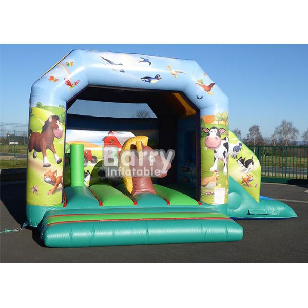 Commercial Children Inflatable Farm Theme Bounce House Combo With Slide For Kids