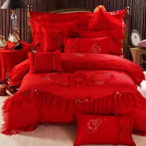 China 100% Cotton Embroidery 60S Quilt Cover Bridal Bed Sheet Sets Comforter Bedding Set Wedding Souvenirs Gift on sale