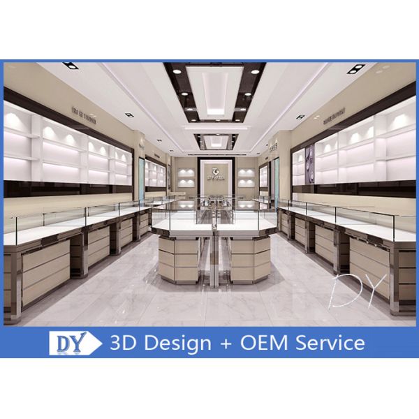 OEM 1200MM Wooden White Single Tier Glass Jewellery Glass Counter