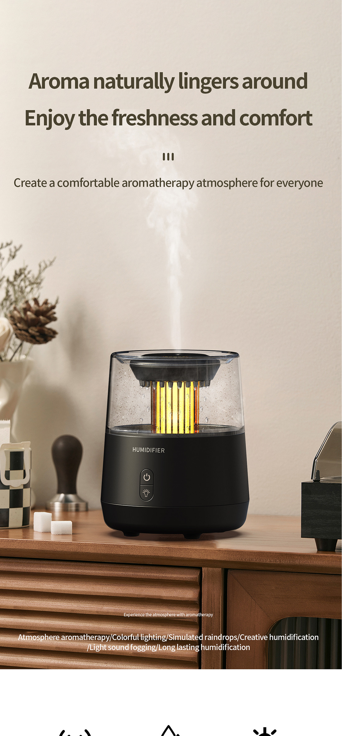 Simulation Raindrop Aromatherapy Humidifier 320ml Capacity DC 5V For Home