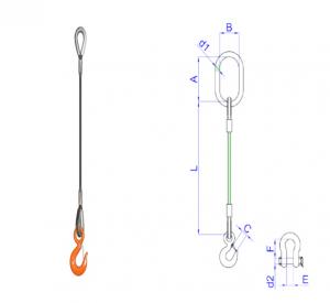 Buy cheap 20mm Wire Rope Sling Assembly , Single Leg Steel Cable Lifting Slings product