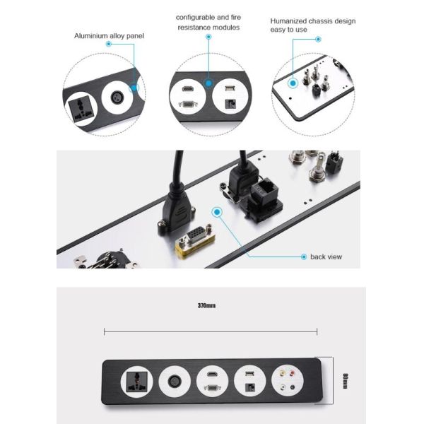 OEM aluminum panel power socket for Office Conference Table / Multifunction Power USB Desktop Interface