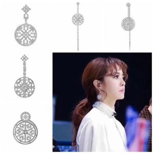 China Large Sterling Silver Cubic Zirconia Drop Earrings Hollow Out Snowflake on sale