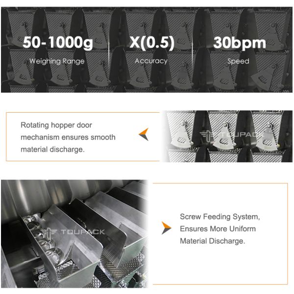 Doypack Auto Fill Seal Pouch Bag Packaging Machine Cuttlefish Seafood Flip Multi Head Scale Premade Bag Packing Machine