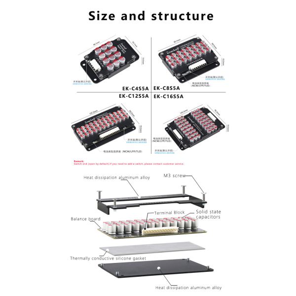 Enerkey 3S 4S 6S 7S 8S 9S 10S 11S 12S 13S 14S 15S 16S 5A Active Balancer Energy Transfer Active Equalization Module Capacitor