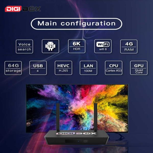 Quality Digibox 2.4Ghz 5.8Ghz Smart TVbox With D3 Plus Voice Control Remote smart TV box for sale