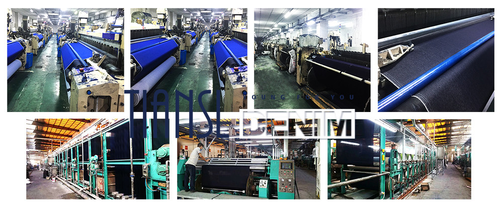 160cm-168cm Anti Static Twill Woven Denim Jeans Fabric Cloth Cotton Polyester Spandex